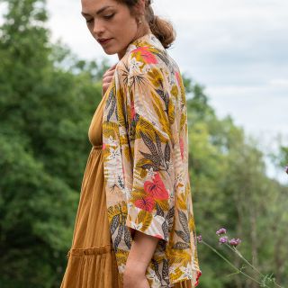 Summer Kimono with Warm Beige Mix Jungle Print Print by Peace Of Mind